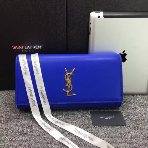 YSL Saint Laurent Clutch 27cm Smooth Leather Blue