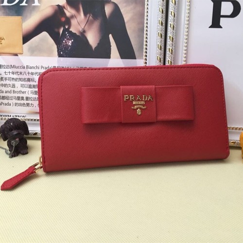 Prada Zip Around Wallet L0506 Red