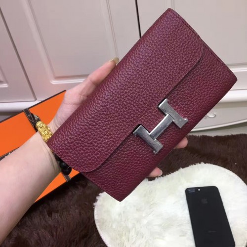 Hermes Constance Wallet Togo Leather Burgundy