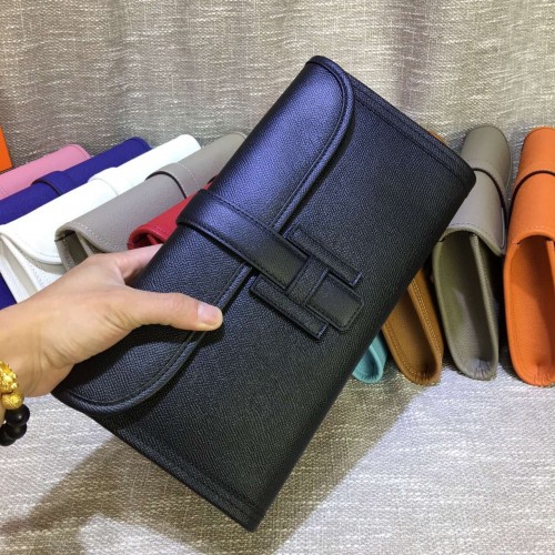 Hermes Epsom Leather Jige Clutch 29cm Black