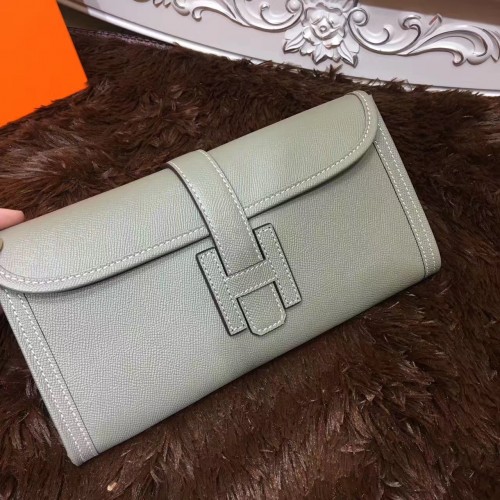 Hermes Epsom Leather Jige Clutch 29cm Grey