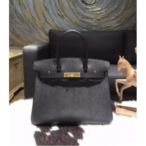 Hermes Birkin 30cm Epsom Calfskin Bag Handstitched Gold Hardware, Noir Black RS09639