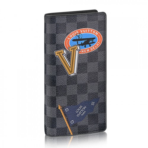 Louis Vuitton Brazza Wallet N64438 Damier Graphite Stickers