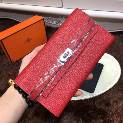 Hermes Kelly Wallet Togo Leather Red