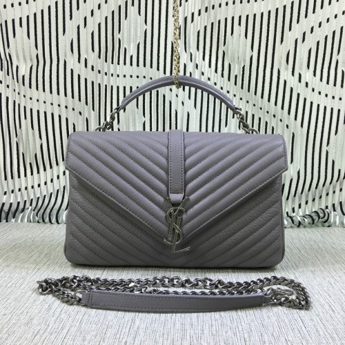 Saint Laurent Large Top Handle Chain Bag Grey 32cm