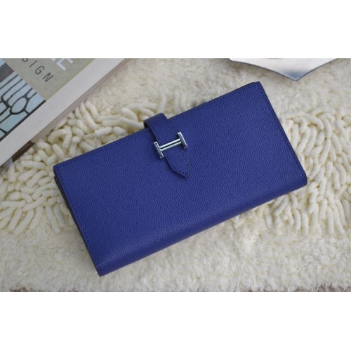 Hermes Calf Leather Wallet H005 Royal Blue