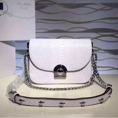 Prada Arcade Bag Snake Leather White