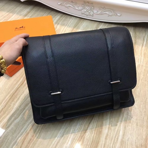 Hermes Steve Men Crossbody Leather Bag Black