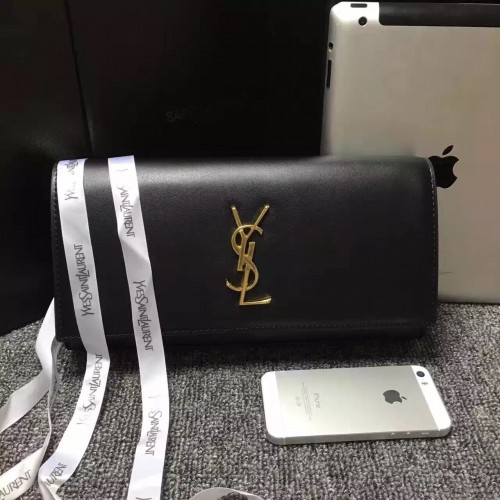 YSL Saint Laurent Clutch 27cm Smooth Leather Black