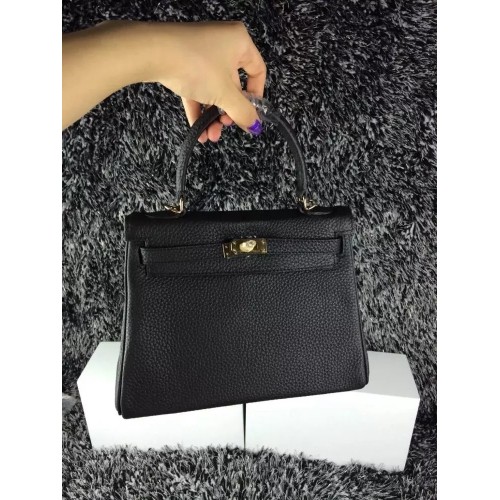 Hermes Kelly 25cm Togo Leather Black Gold