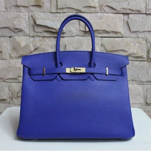 Hermes Birkin 35cm Togo leather Handbag electric blue gold