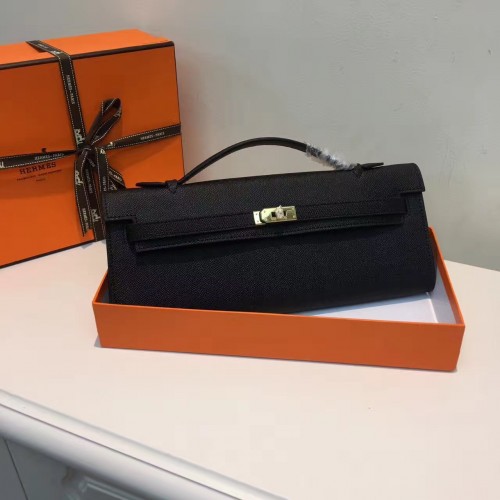 Hermes Kelly Cut 31cm Epsom Leather Clutch Black