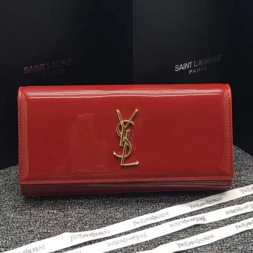 YSL Patent Leather Clutch 27cm Red