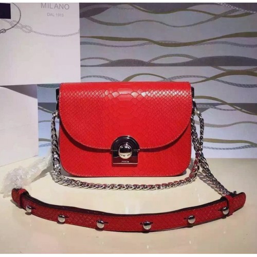 Prada Arcade Bag Snake Leather Red