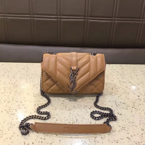 YSL Small Envelop Shoulder Bag 17cm Apricot