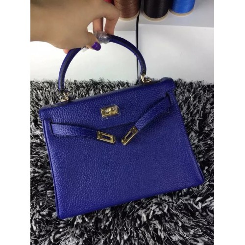 Hermes Kelly 25cm Togo Leather Blue Gold