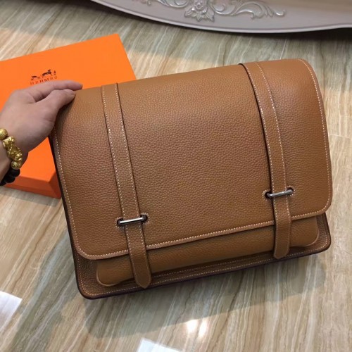 Hermes Steve Men Crossbody Leather Bag Brown