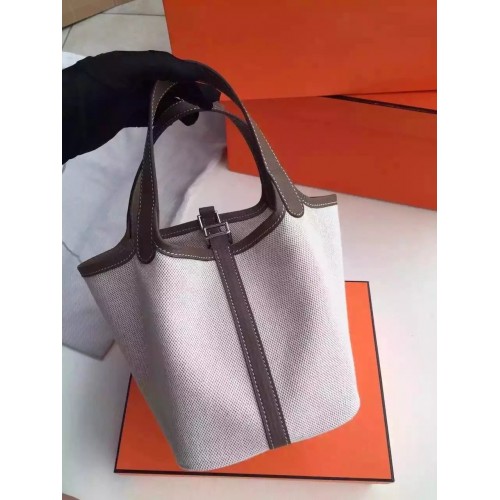 Hermes Picotin Lock Canvas Dark Grey