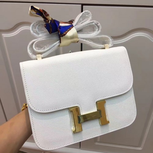 Hermes Constance Bag 23cm Epsom Leather White Gold