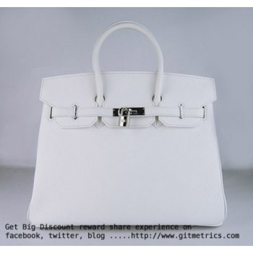 Hermes Birkin 35cm Togo leather Handbags white silver