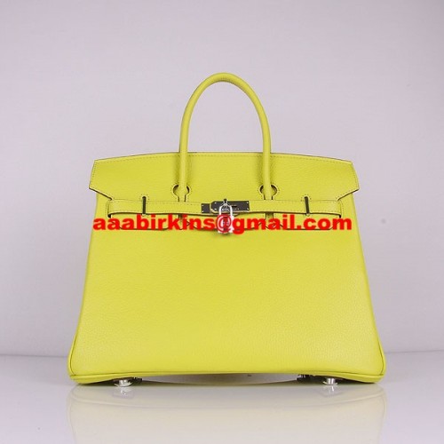 Hermes Birkin 30cm Togo Leather Handbags Lemon Yellow Silver