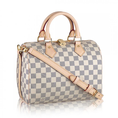 Louis Vuitton N41374 Speedy Bandouliere 25 Tote Bag Damier Azur Canvas