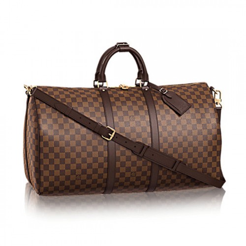 Louis Vuitton N41414 Keepall Bandouliere 55 Duffel Bag Damier Ebene Canvas