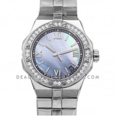 Alpine Eagle Large 41mm MOP Dial with Diamond Bezel in Steel