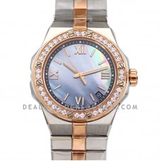 Alpine Eagle Large 41mm MOP Dial with Diamond Bezel in Steel/Rose Gold