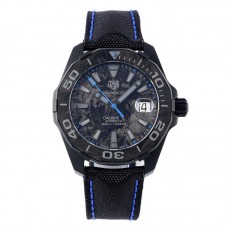 Aquaracer Calibre 5 Carbon Dial with Blue Tachymeter