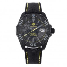 Aquaracer Calibre 5 Carbon Dial with Yellow Tachymeter