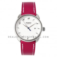 Arceau 32mm White Dial in Steel on Violet Epsom Leather Strap