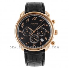 Arceau Chronographe 43 Black Dial in Rose Gold