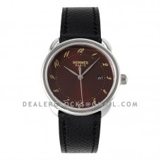 Arceau 32mm Brown Dial in Steel on Black Epsom Leather Strap