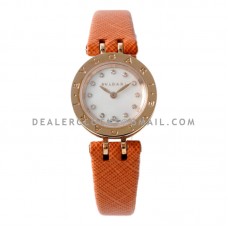 B.Zero MOP Dial in Rose Gold on Orange Leather Strap