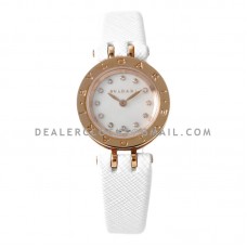 B.Zero MOP Dial in Rose Gold on White Leather Strap