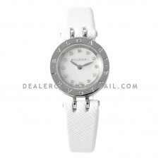 B.Zero MOP Dial in Steel on White Leather Strap