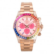 Blaken Daytona Pink Dial with Rainbow Diamond Bezel in Rose Gold