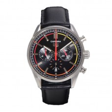 Carrera Chronograph 42 Black Dial on Leather Strap