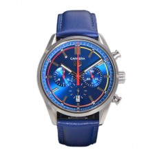 Carrera Chronograph 42 Blue Dial on Leather Strap