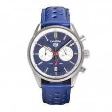 Carrera Chronograph 43 Blue Dial on Leather Strap