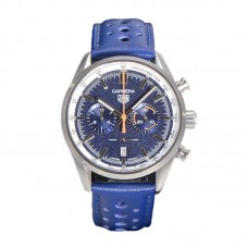 Carrera Chronograph 43 Blue Dial on Leather Strap