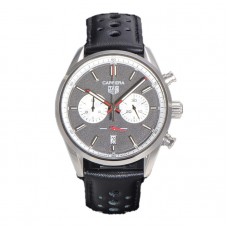 Carrera Chronograph 43 Grey Dial on Leather Strap