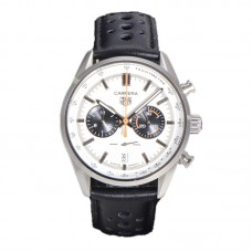 Carrera Chronograph 43 White Dial on Leather Strap