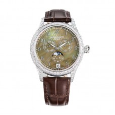 Complications 4948G Annual Calendar Moonphase Green MOP Dial in White Gold on Leather Strap