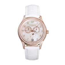 Complications 4948G Annual Calendar Moonphase MOP Dial in White Pink on Leather Strap