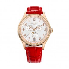 Complications 4948G Annual Calendar Moonphase White Dial in White Pink on Leather Strap