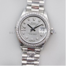Datejust 28 279384RBR Silver Dial Diamond Markers in Steel