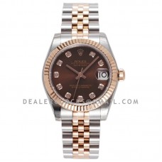 Datejust 31 278271 Chocolate Dial Diamond Markers in Everose Gold/Steel