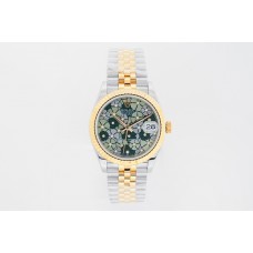 Datejust 31 278273 Olive Green Floral Motiff Dial in Yellow Gold/Steel